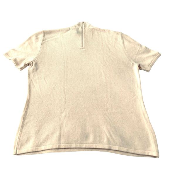 KORET SWEATER PULL-ON SHORT SLEEVE WOMENS, S, IVORY, STAND UP COLLAR, BACK ZIP - Picture 5 of 10